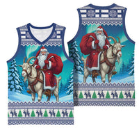 Finland Joulupukki Christmas Basketball Jersey Riding the Yule Goat - Wonder Print Shop