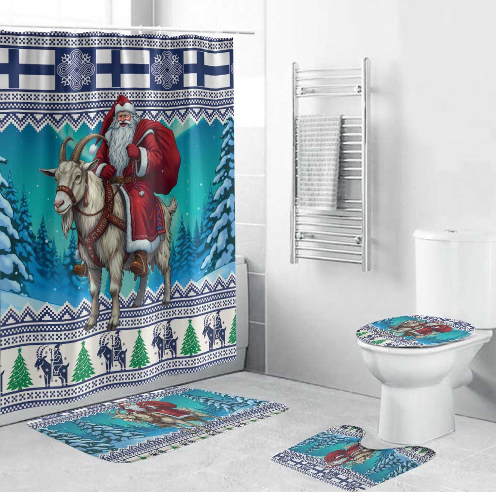 Finland Joulupukki Christmas Bathroom Set Riding the Yule Goat - Wonder Print Shop