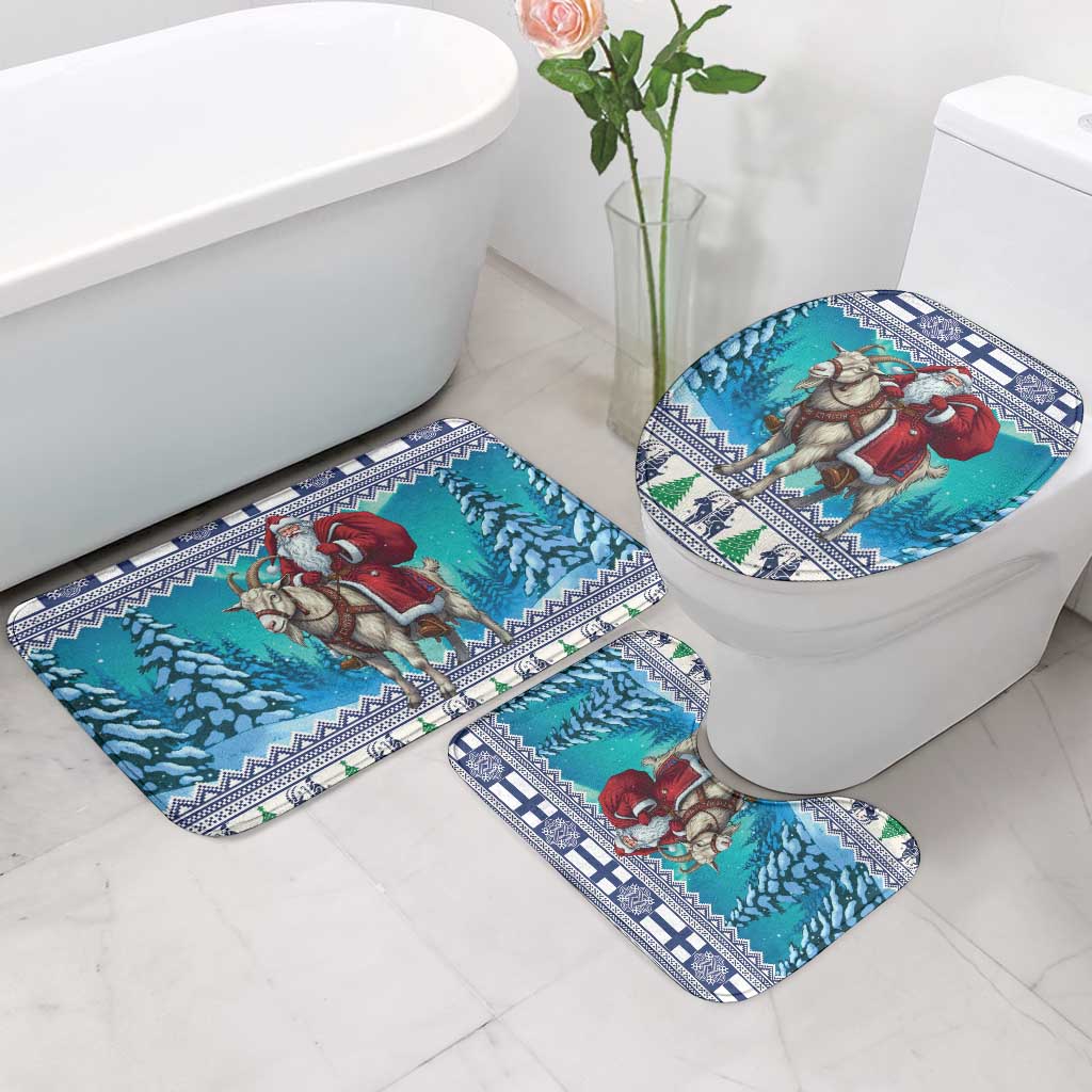 Finland Joulupukki Christmas Bathroom Set Riding the Yule Goat - Wonder Print Shop