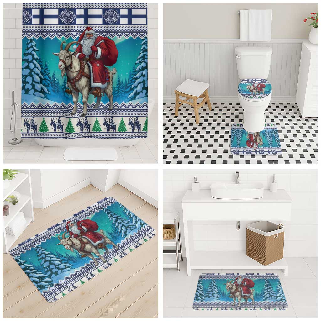 Finland Joulupukki Christmas Bathroom Set Riding the Yule Goat - Wonder Print Shop