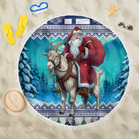 Finland Joulupukki Christmas Beach Blanket Riding the Yule Goat - Wonder Print Shop