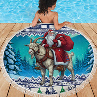 Finland Joulupukki Christmas Beach Blanket Riding the Yule Goat - Wonder Print Shop