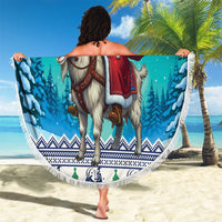 Finland Joulupukki Christmas Beach Blanket Riding the Yule Goat - Wonder Print Shop