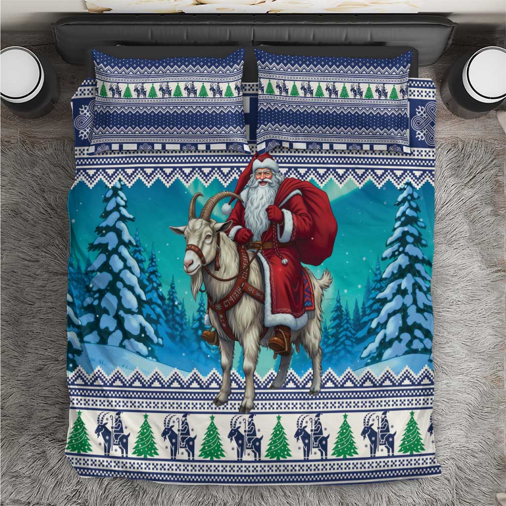 Finland Joulupukki Christmas Bedding Set Riding the Yule Goat - Wonder Print Shop