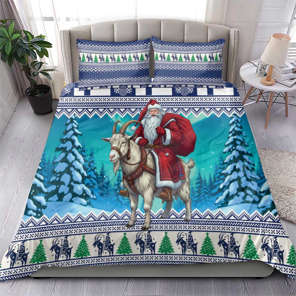 Finland Joulupukki Christmas Bedding Set Riding the Yule Goat - Wonder Print Shop