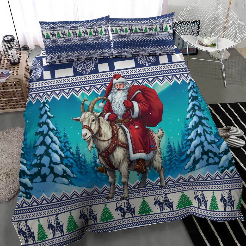 Finland Joulupukki Christmas Bedding Set Riding the Yule Goat - Wonder Print Shop