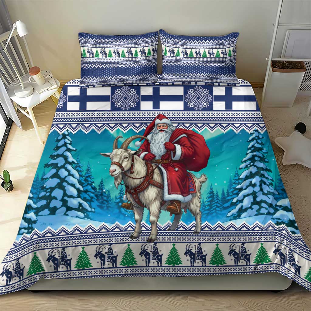 Finland Joulupukki Christmas Bedding Set Riding the Yule Goat - Wonder Print Shop