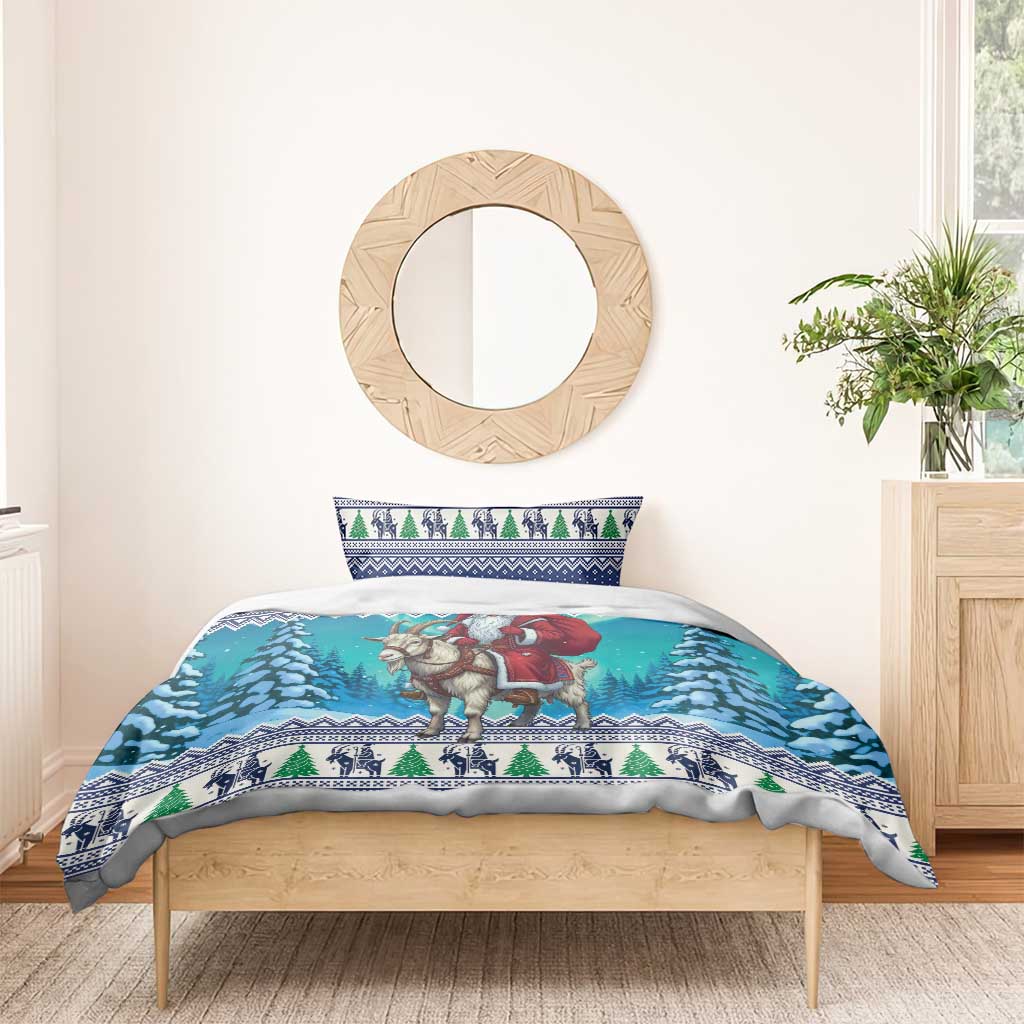 Finland Joulupukki Christmas Bedding Set Riding the Yule Goat - Wonder Print Shop
