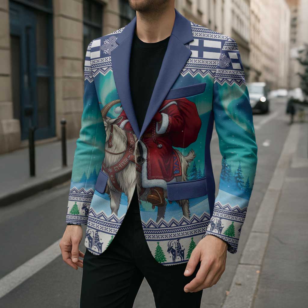 Finland Joulupukki Christmas Blazer Riding the Yule Goat - Wonder Print Shop