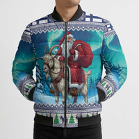 Finland Joulupukki Christmas Bomber Puffer Jacket Riding the Yule Goat - Wonder Print Shop