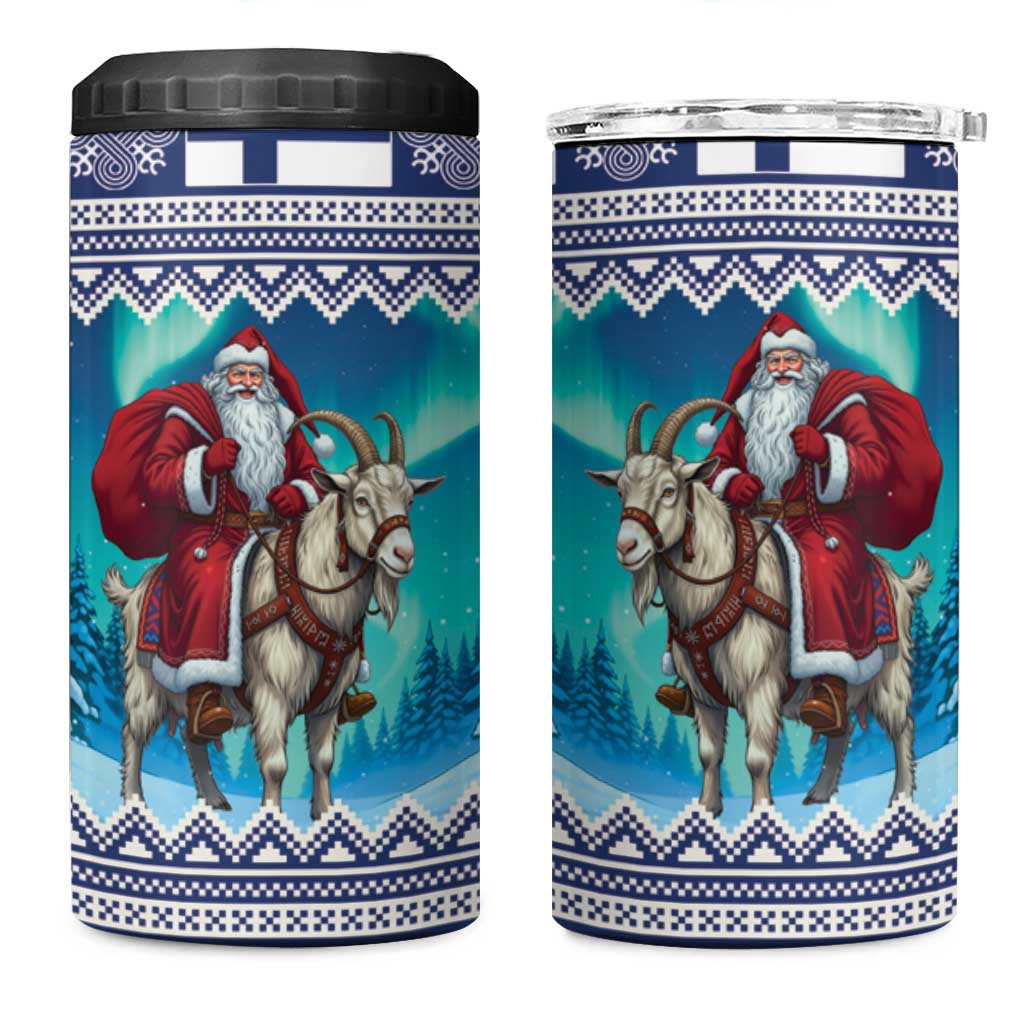 Finland Joulupukki Christmas 4 in 1 Can Cooler Tumbler Riding the Yule Goat - Wonder Print Shop