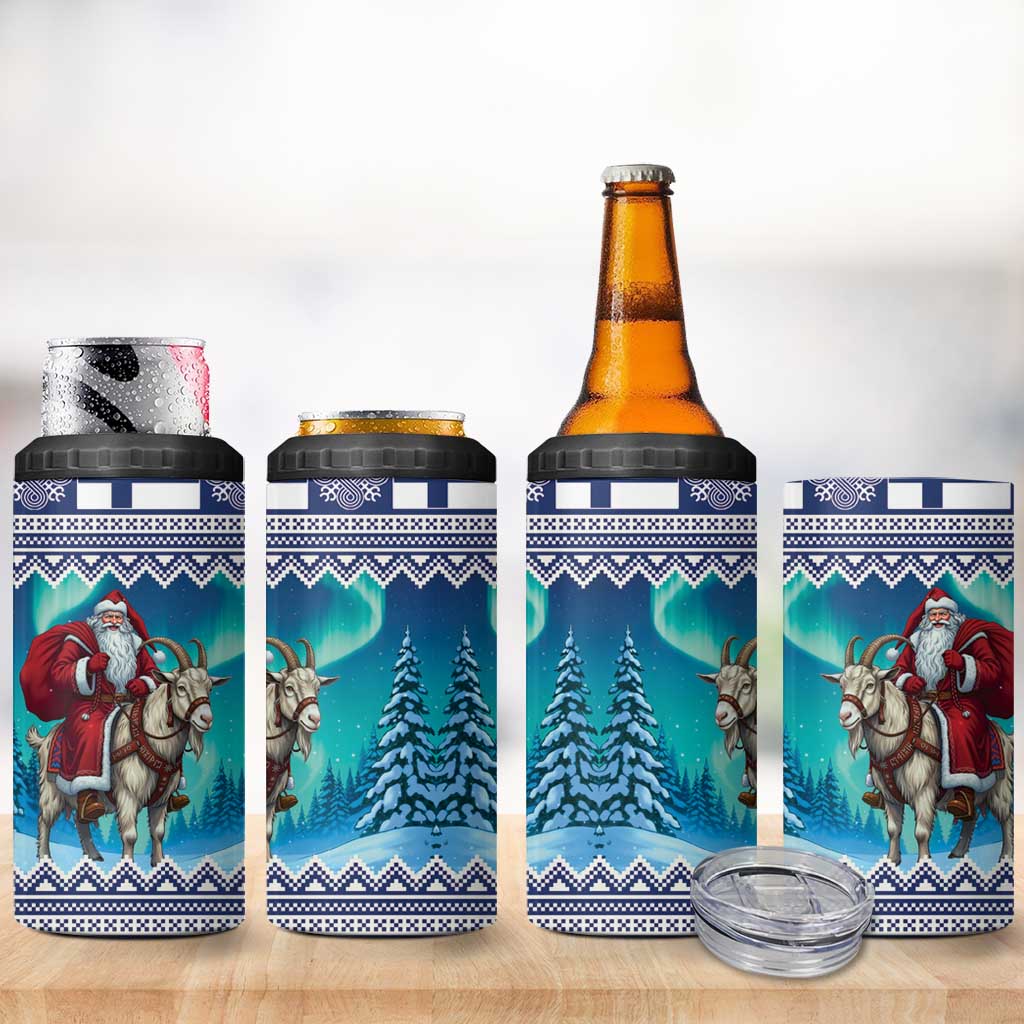 Finland Joulupukki Christmas 4 in 1 Can Cooler Tumbler Riding the Yule Goat - Wonder Print Shop