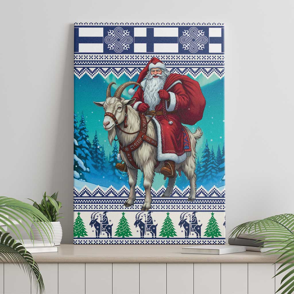 Finland Joulupukki Christmas Canvas Wall Art Riding the Yule Goat - Wonder Print Shop