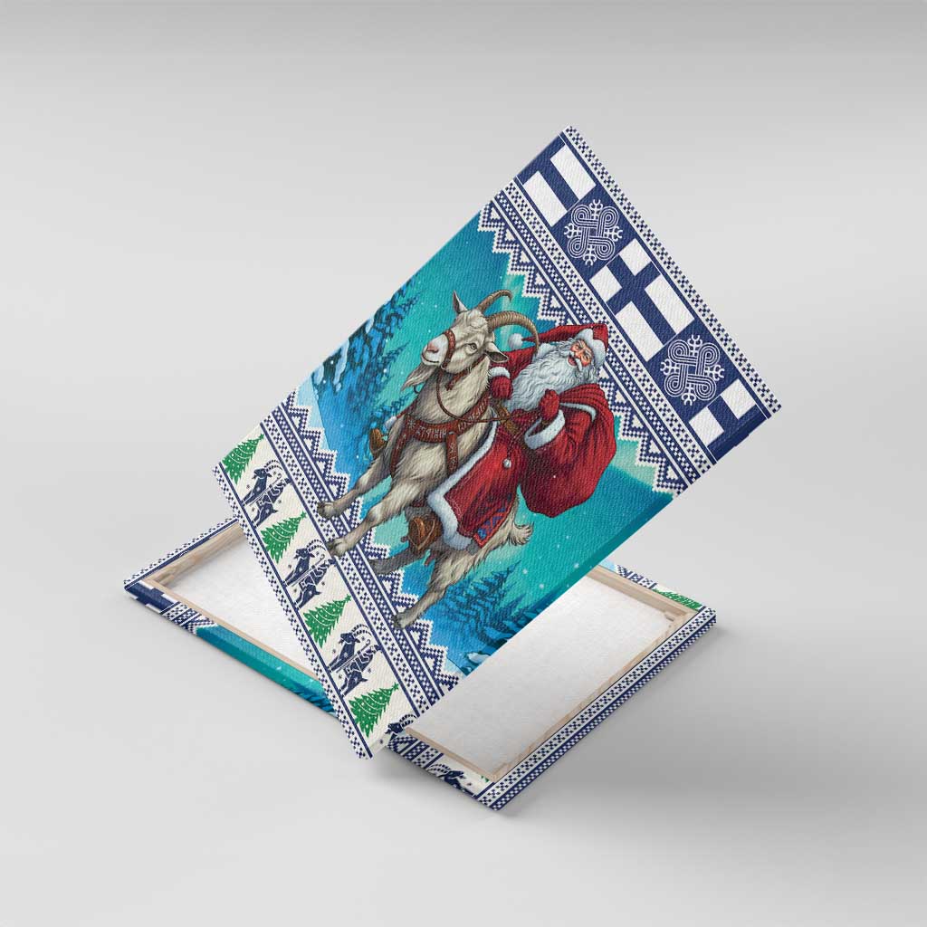 Finland Joulupukki Christmas Canvas Wall Art Riding the Yule Goat - Wonder Print Shop
