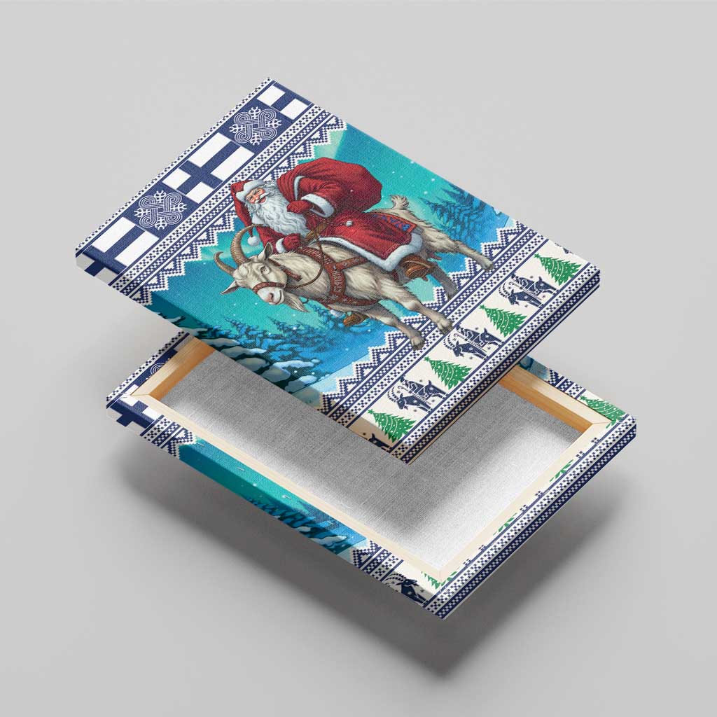 Finland Joulupukki Christmas Canvas Wall Art Riding the Yule Goat - Wonder Print Shop