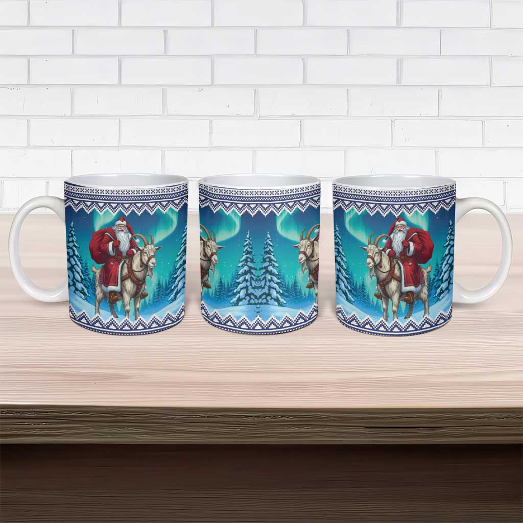 Finland Joulupukki Christmas Ceramic Mug Riding the Yule Goat - Wonder Print Shop