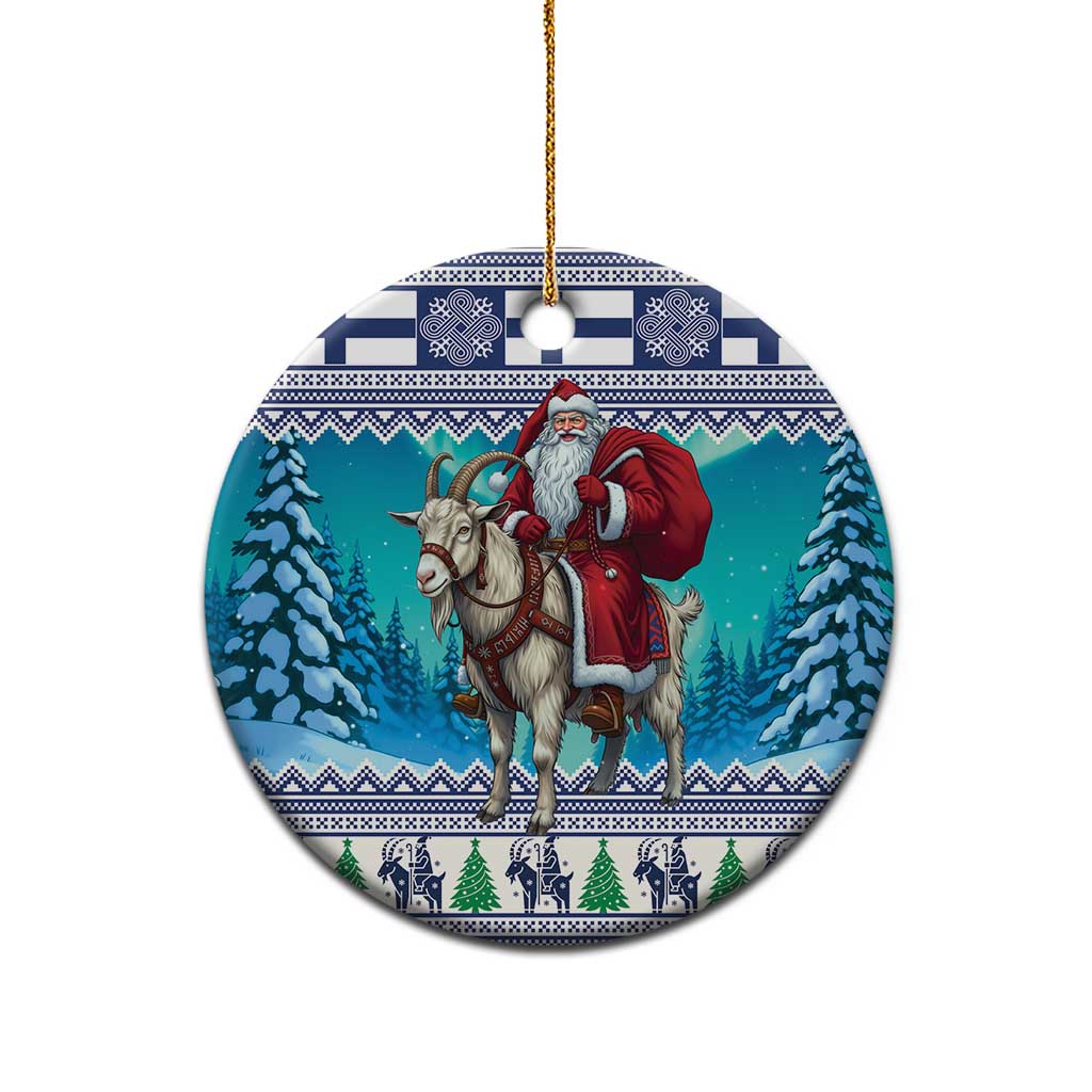 Finland Joulupukki Christmas Ceramic Ornament Riding the Yule Goat - Wonder Print Shop