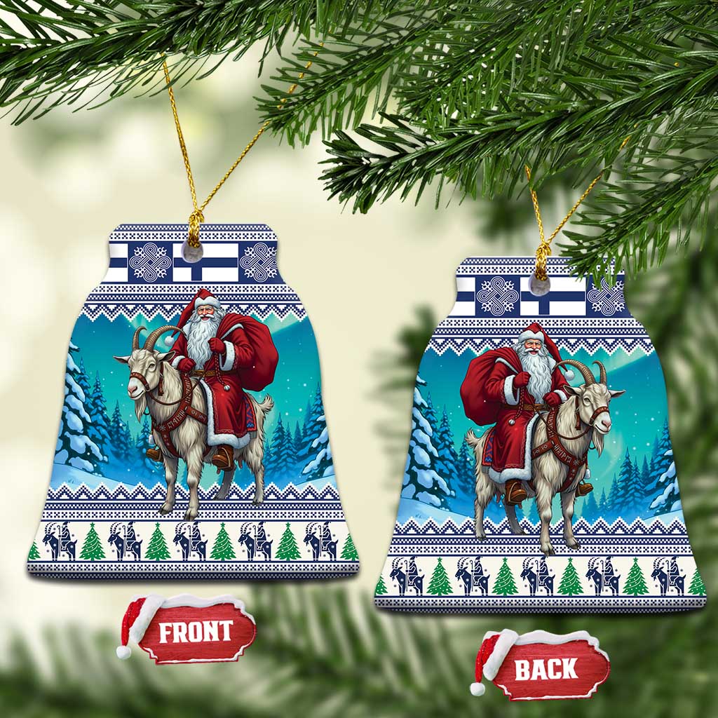 Finland Joulupukki Christmas Ceramic Ornament Riding the Yule Goat - Wonder Print Shop