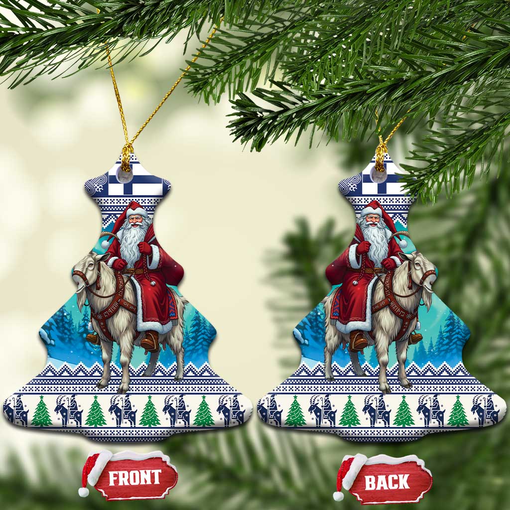 Finland Joulupukki Christmas Ceramic Ornament Riding the Yule Goat - Wonder Print Shop