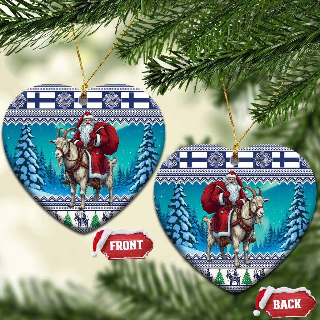 Finland Joulupukki Christmas Ceramic Ornament Riding the Yule Goat - Wonder Print Shop
