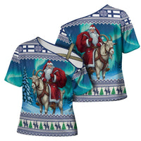 Finland Joulupukki Christmas Cross Shoulder Shirt Riding the Yule Goat - Wonder Print Shop