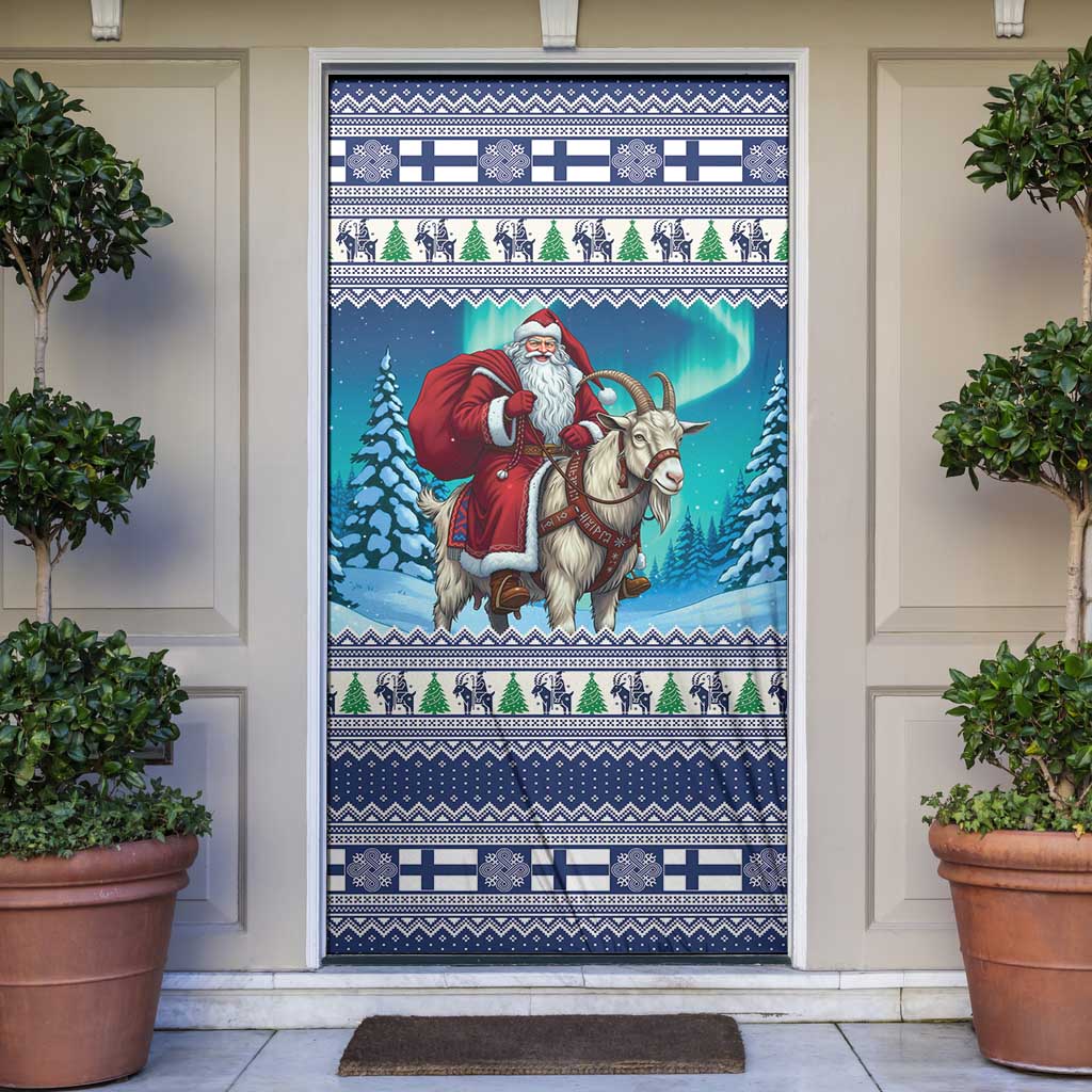 Finland Joulupukki Christmas Door Cover Riding the Yule Goat - Wonder Print Shop