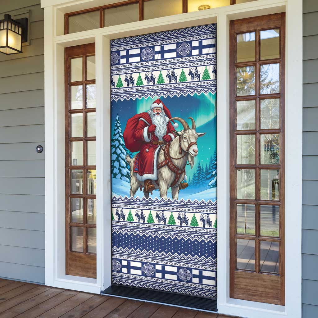 Finland Joulupukki Christmas Door Cover Riding the Yule Goat - Wonder Print Shop