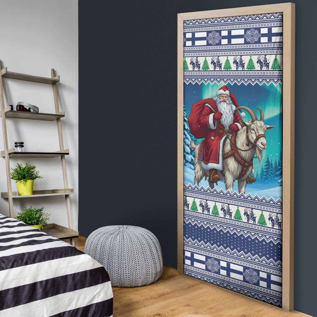 Finland Joulupukki Christmas Door Cover Riding the Yule Goat - Wonder Print Shop