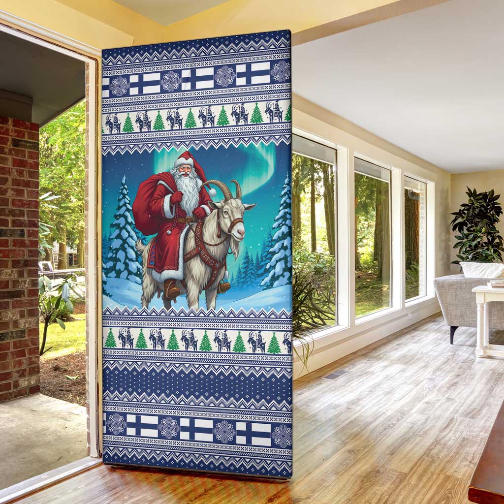 Finland Joulupukki Christmas Door Cover Riding the Yule Goat - Wonder Print Shop