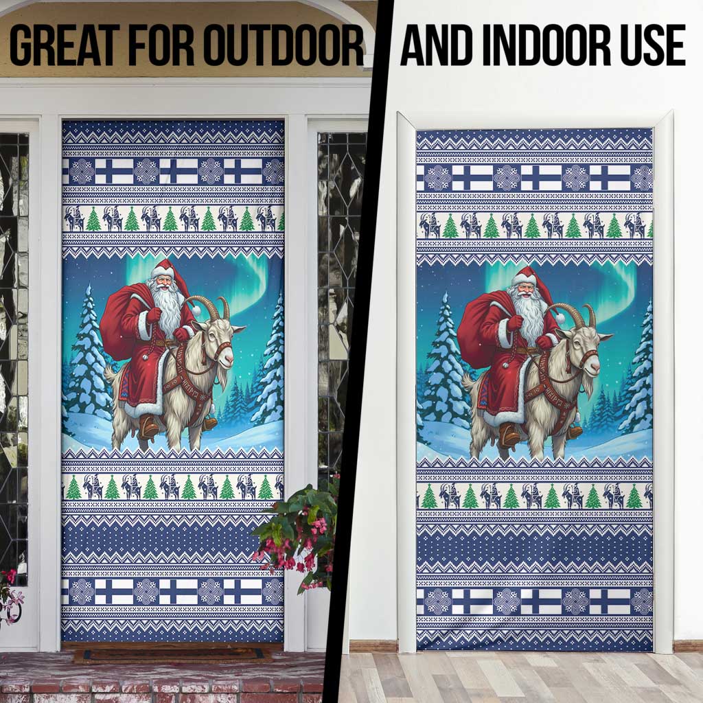 Finland Joulupukki Christmas Door Cover Riding the Yule Goat - Wonder Print Shop