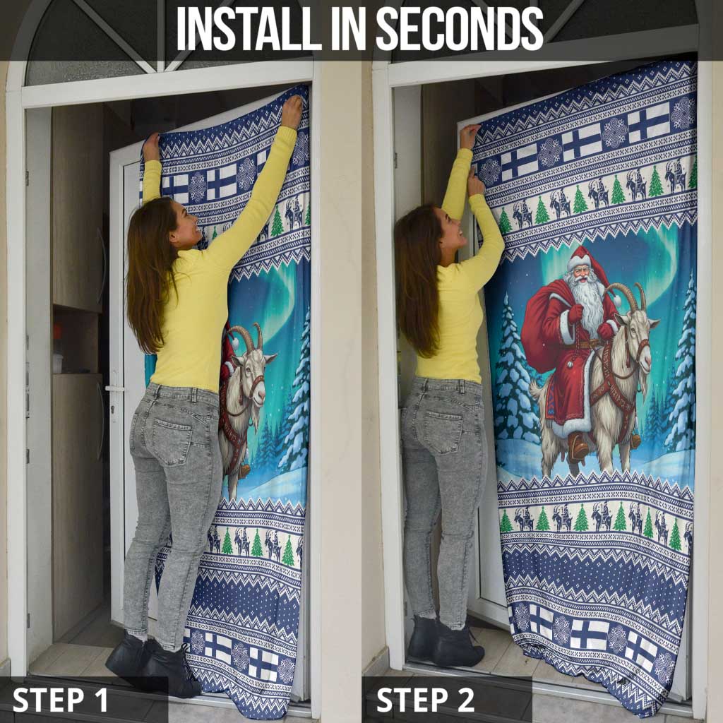 Finland Joulupukki Christmas Door Cover Riding the Yule Goat - Wonder Print Shop