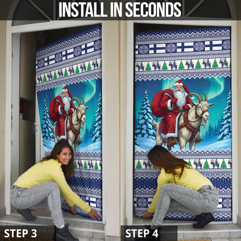 Finland Joulupukki Christmas Door Cover Riding the Yule Goat - Wonder Print Shop