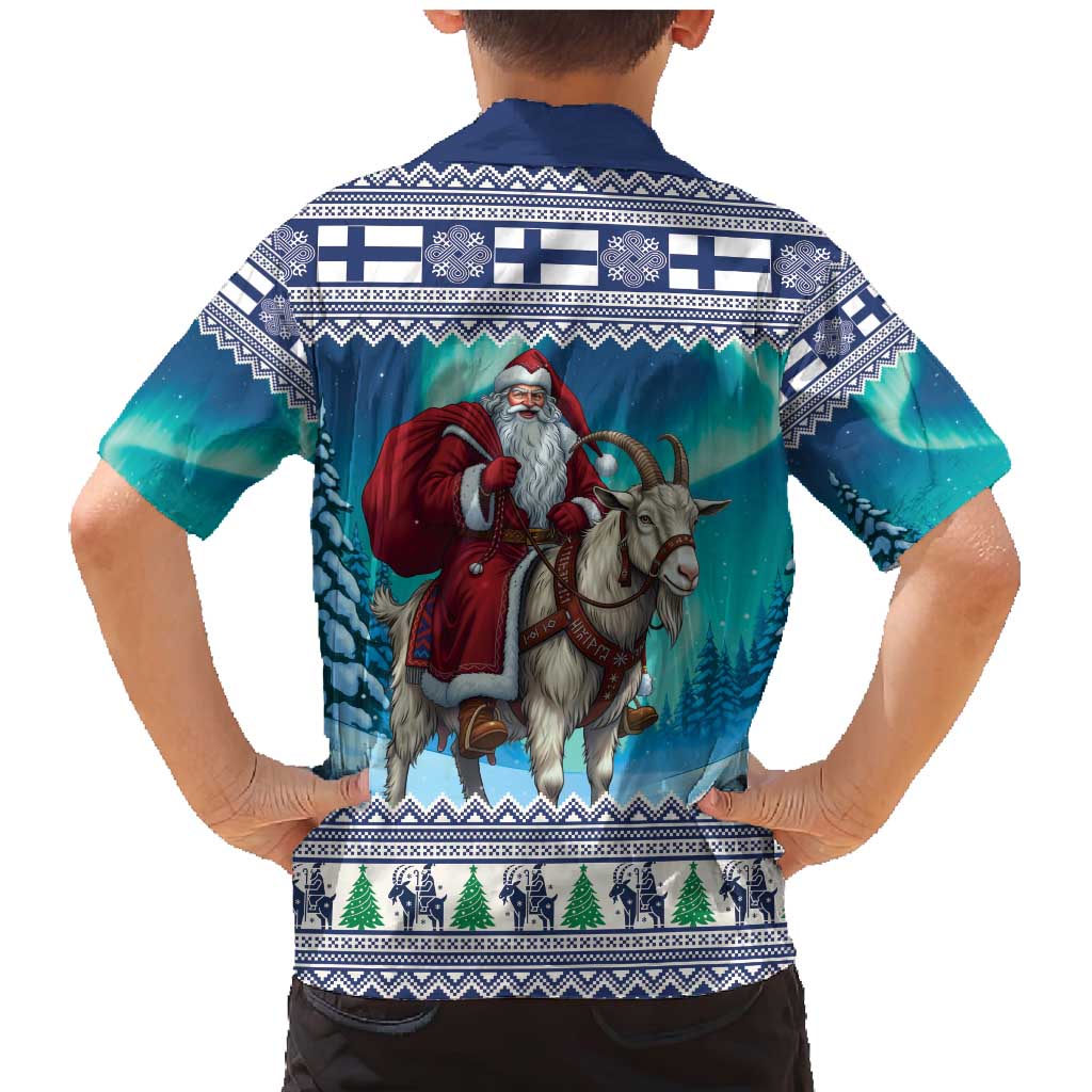 Finland Joulupukki Christmas Family Matching Mermaid Dress and Hawaiian Shirt Riding the Yule Goat - Wonder Print Shop