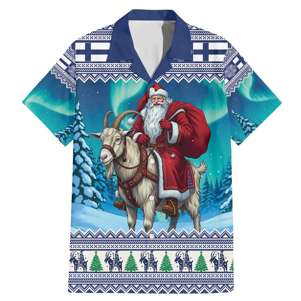 Finland Joulupukki Christmas Family Matching Mermaid Dress and Hawaiian Shirt Riding the Yule Goat - Wonder Print Shop