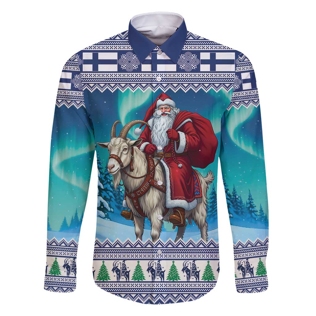 Finland Joulupukki Christmas Family Matching Mermaid Dress and Hawaiian Shirt Riding the Yule Goat - Wonder Print Shop