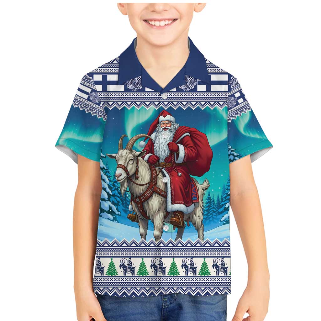 Finland Joulupukki Christmas Family Matching Mermaid Dress and Hawaiian Shirt Riding the Yule Goat - Wonder Print Shop