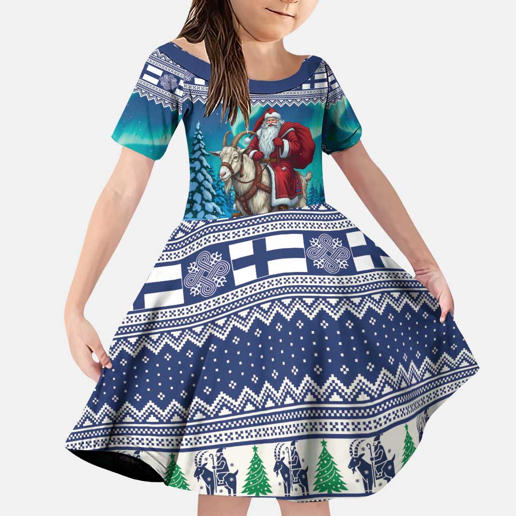 Finland Joulupukki Christmas Family Matching Puletasi and Hawaiian Shirt Riding the Yule Goat - Wonder Print Shop