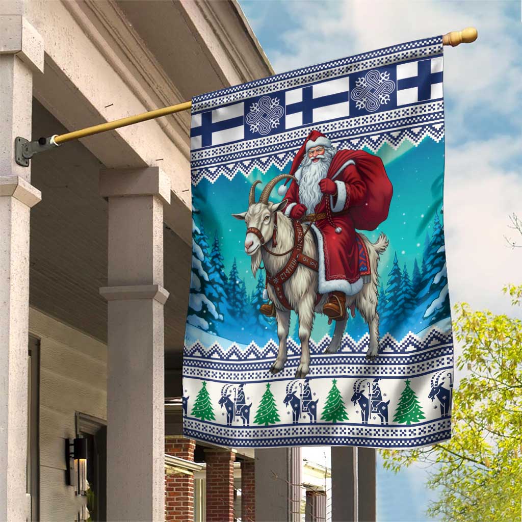 Finland Joulupukki Christmas Garden Flag Riding the Yule Goat - Wonder Print Shop