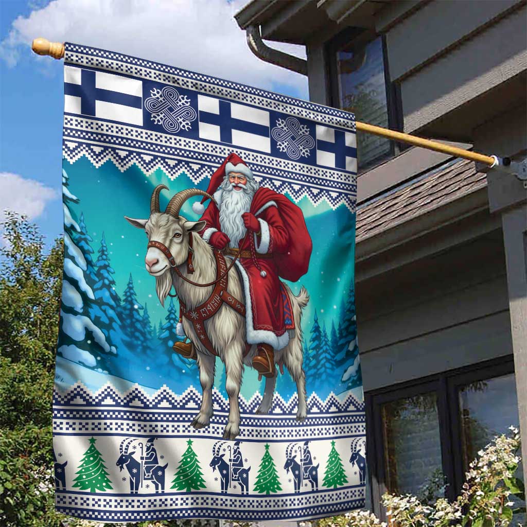 Finland Joulupukki Christmas Garden Flag Riding the Yule Goat - Wonder Print Shop