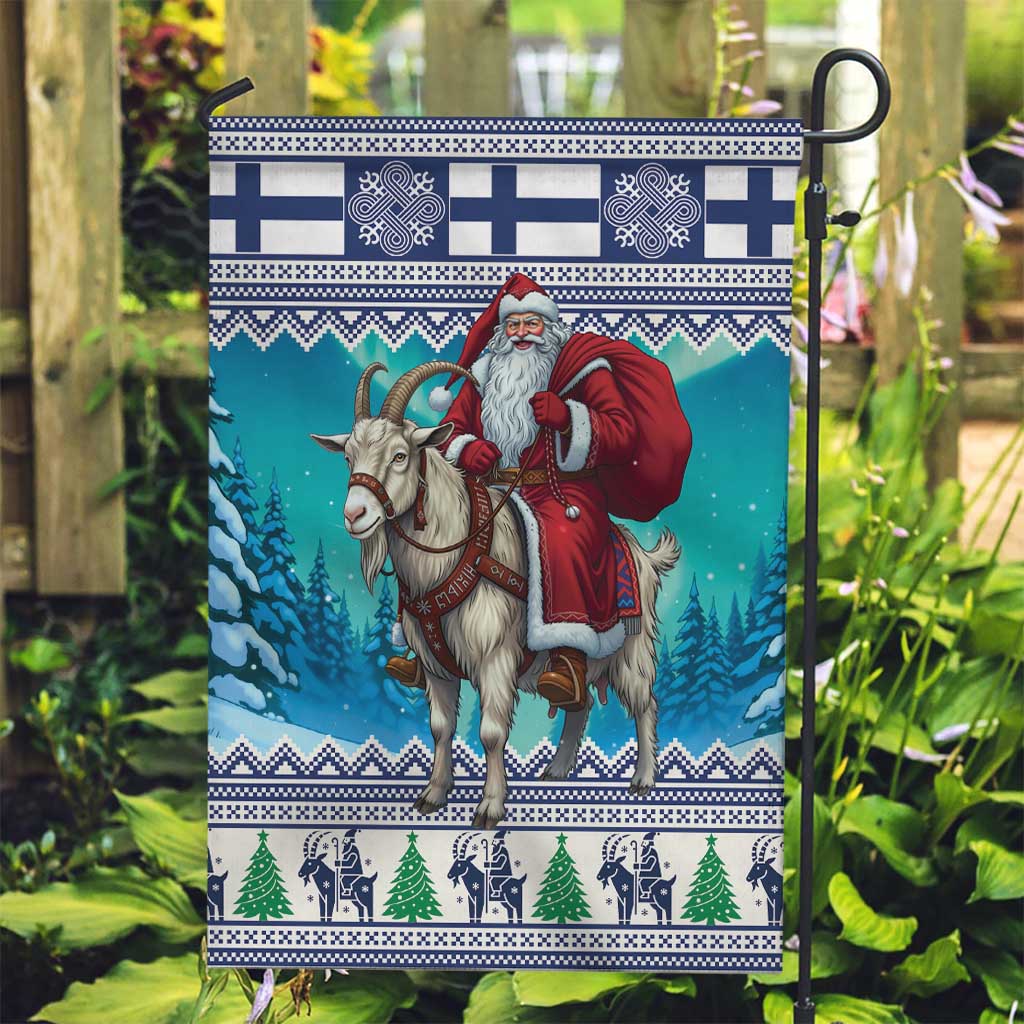 Finland Joulupukki Christmas Garden Flag Riding the Yule Goat - Wonder Print Shop