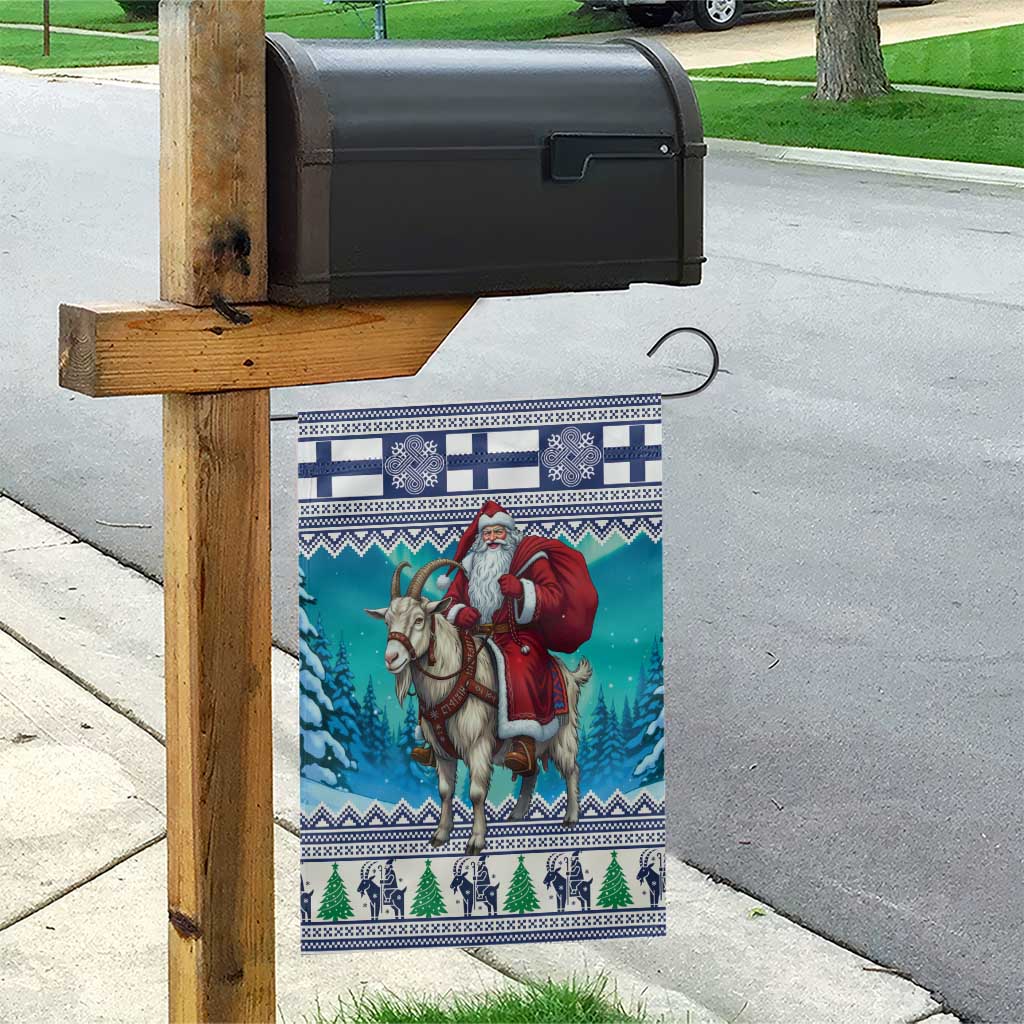 Finland Joulupukki Christmas Garden Flag Riding the Yule Goat - Wonder Print Shop