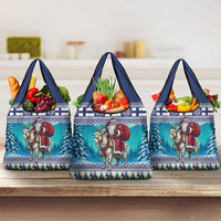 Finland Joulupukki Christmas Grocery Bag Riding the Yule Goat - Wonder Print Shop