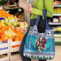 Finland Joulupukki Christmas Grocery Bag Riding the Yule Goat - Wonder Print Shop