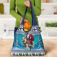 Finland Joulupukki Christmas Grocery Bag Riding the Yule Goat - Wonder Print Shop