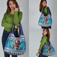 Finland Joulupukki Christmas Grocery Bag Riding the Yule Goat - Wonder Print Shop