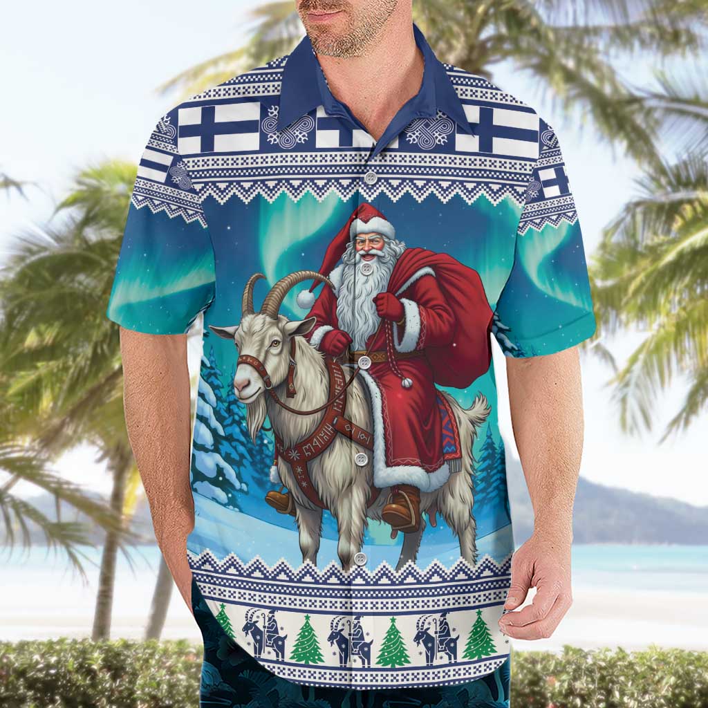 Finland Joulupukki Christmas Hawaiian Shirt Riding the Yule Goat - Wonder Print Shop