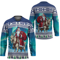 Finland Joulupukki Christmas Hockey Jersey Riding the Yule Goat - Wonder Print Shop