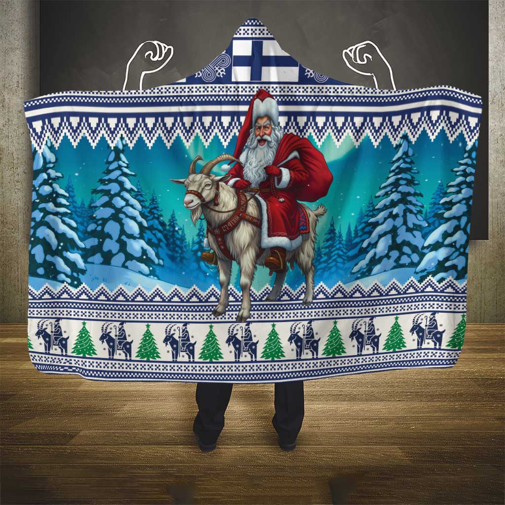 Finland Joulupukki Christmas Hooded Blanket Riding the Yule Goat - Wonder Print Shop