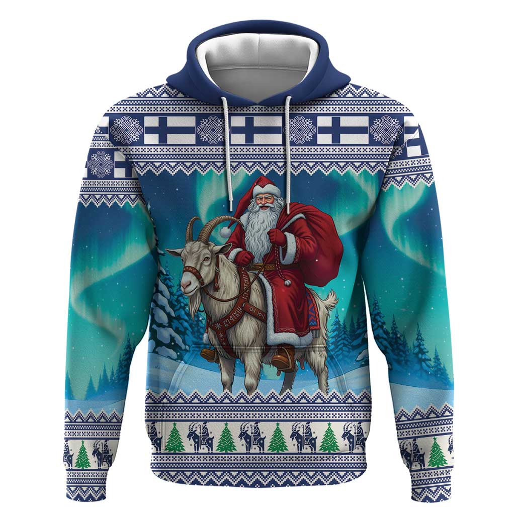 Finland Joulupukki Christmas Hoodie Riding the Yule Goat - Wonder Print Shop