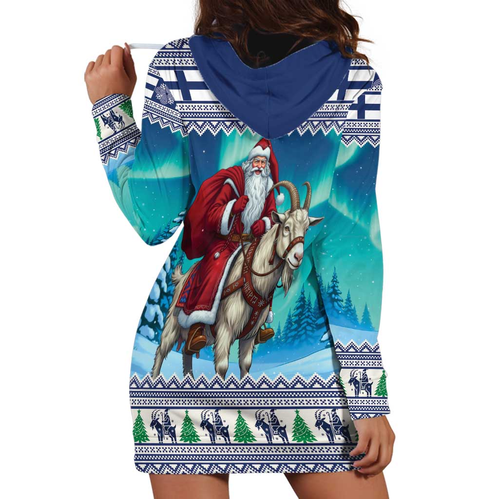 Finland Joulupukki Christmas Hoodie Dress Riding the Yule Goat - Wonder Print Shop